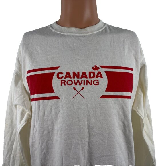 M&O Knits Other - Vintage Canada Rowing T Shirt Mens Size M White Olympics Double Sided Y2K